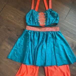 Teal and Orange Kids dance Costume
